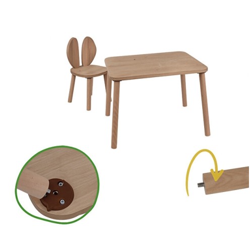 Bee Smart MS-60 Safir Naturel Beyaz Set (1 Masa 2 Sandalye)